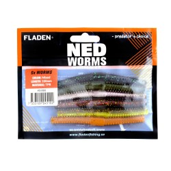Fladen silikoonlant NED Worms 100mm 6tk mixed