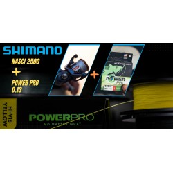 Shimano Nasci 2500 FD + Power PRO moss green 0.13mm 135m/8kg