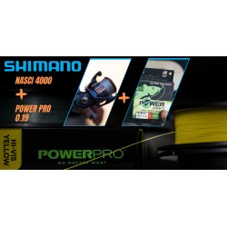 Shimano Nasci 4000 FD + Power PRO moss green 0.19mm 135m/13kg