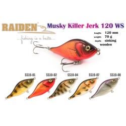RAIDEN «Musky Killer Jerk» 125 WS (70 g, 125 mm, colour SS10-01) wooden