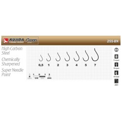 Hooks KUJIRA 255 (Nr. 4, BN, carp hooks, pack. 9 items)