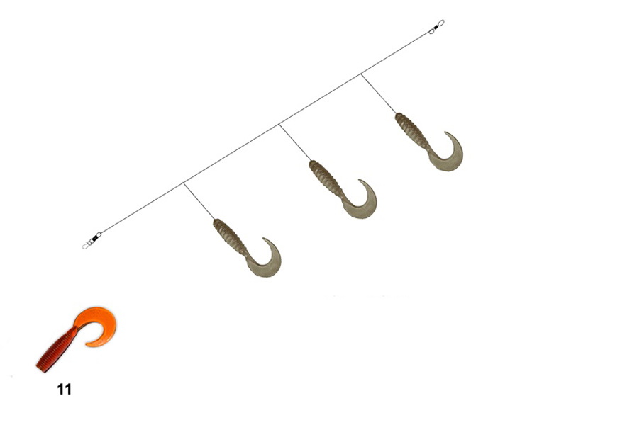 Ahvenarakendus AKARA Perch 1 (70 cm, 0,25mm, 3 hooks No 4, color 11)