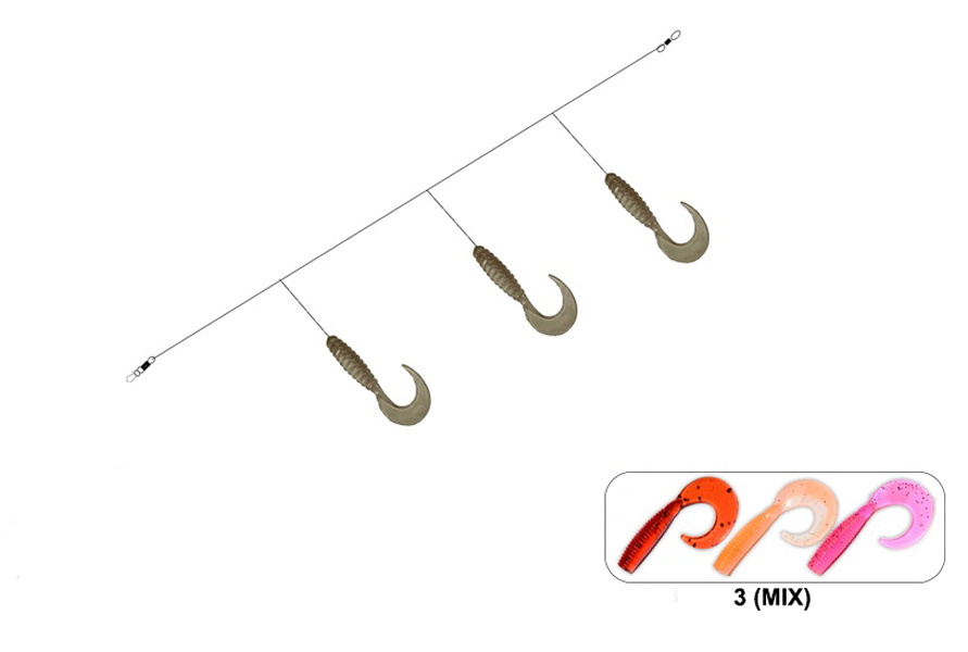 Ahvenarakendus AKARA Perch 3 (70 cm, 0,25mm, 3 hooks No 3, color 3)