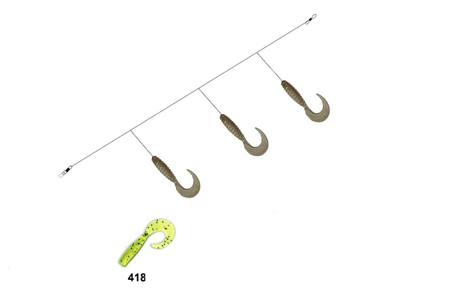 Ahvenarakendus AKARA Perch 1 (70 cm, 0,25mm, 3 hooks No 4, color 418)