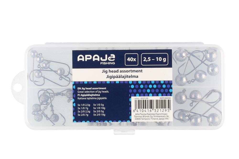 Apaja jigipeade komplekt 40tk 2.5g-10g