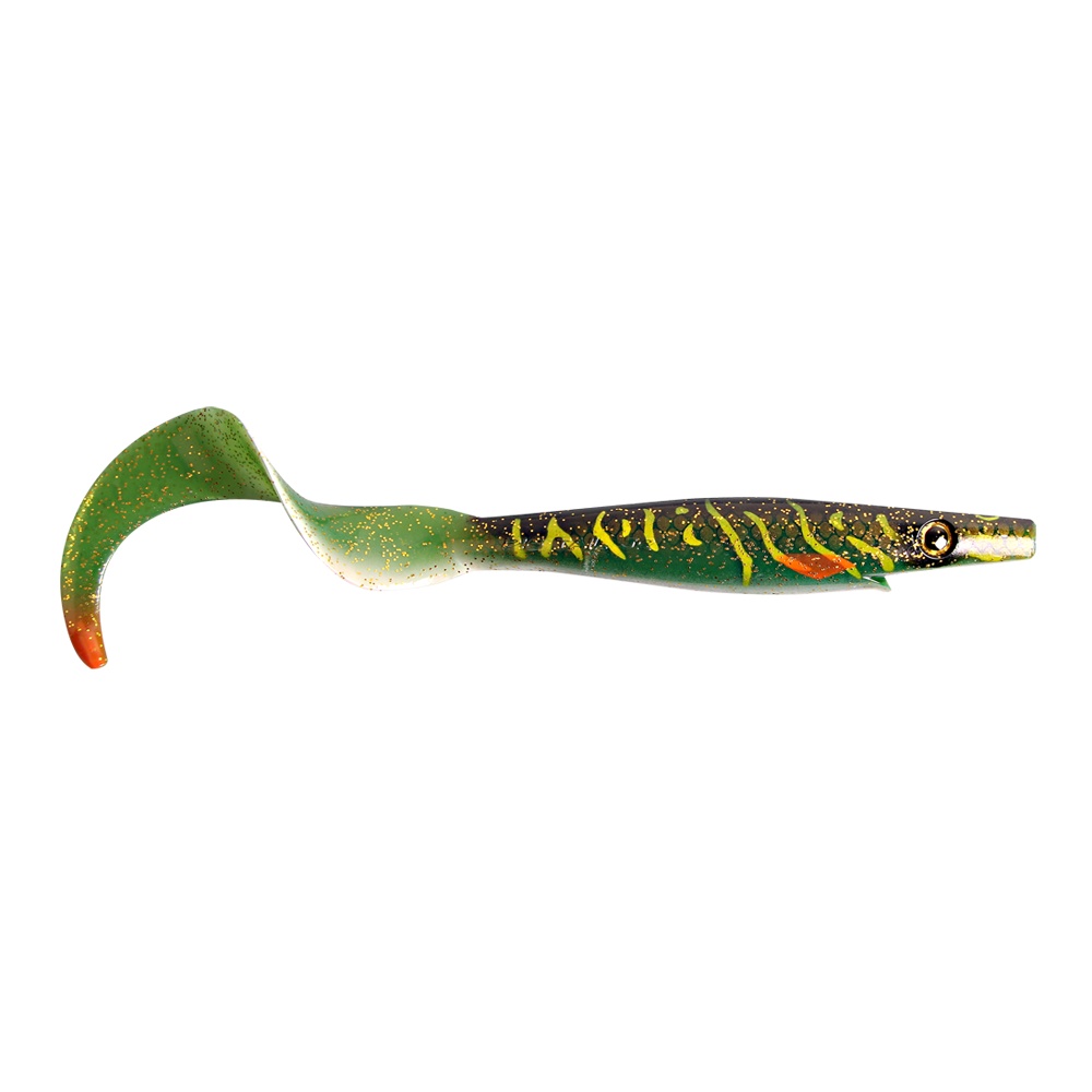 Strike PRO Pig Tail Jr 23cm/37g 2.pcs MN3 Green Motoroil Pike UV