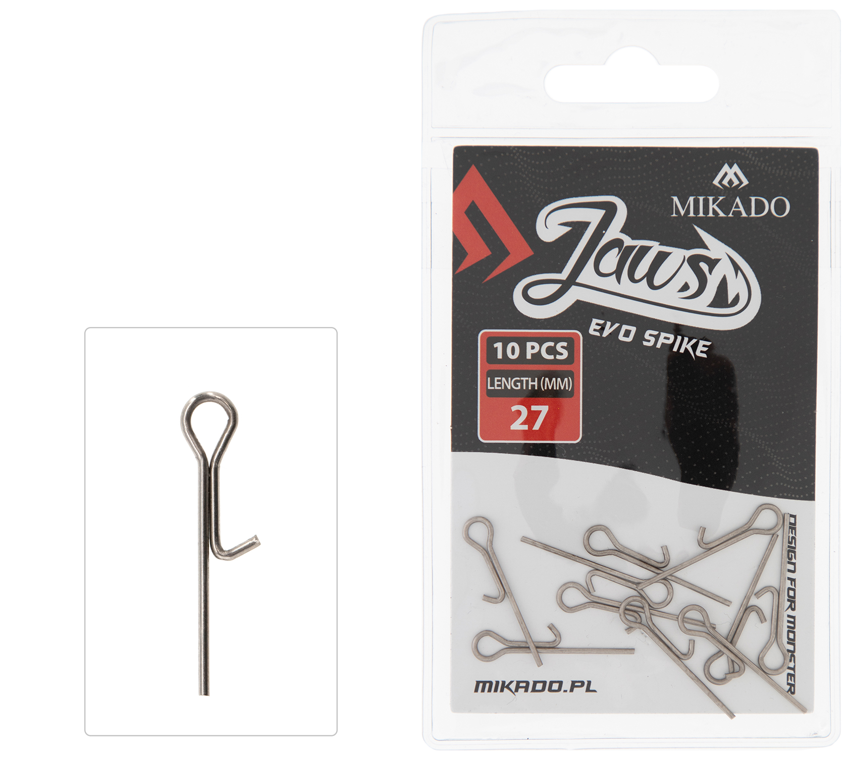Mikado JAWS Evo Spike Silikoonlandi Konksukinnitus Pin for Lures 27mm 10tk