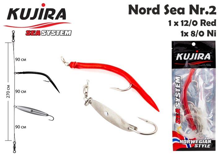 Pipra rakendus KUJIRA System Nord Sea Nr2 12/0, 8/0 Red/Nickel