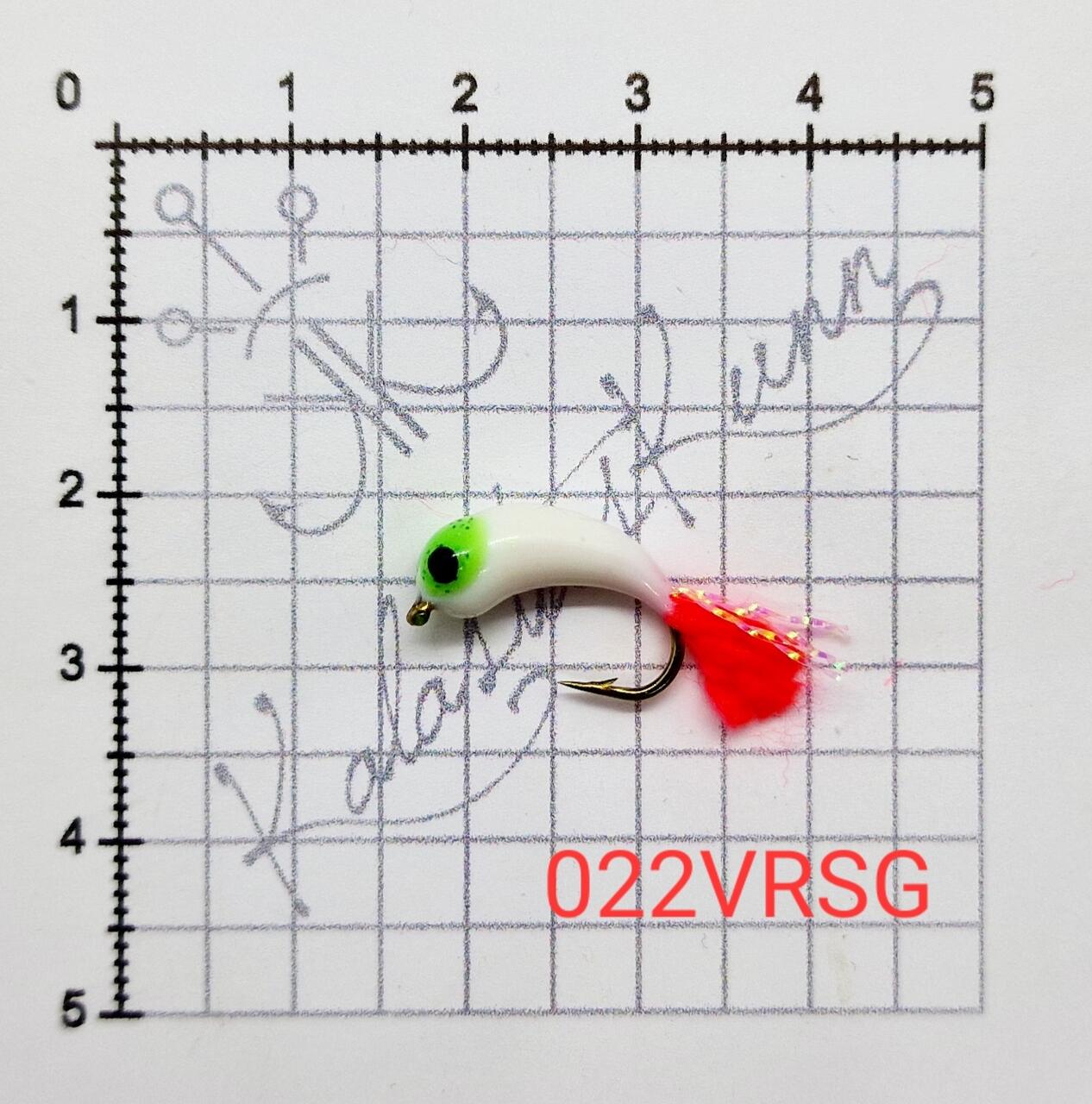 Muska KALASTUSKUNN VALGE UV, helendava rohelise silmaga, konks nr.8 022VRSG