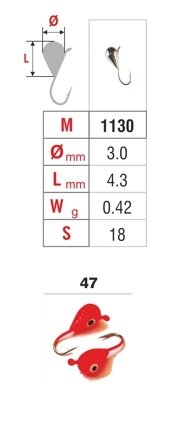 Mormishka «DROP» Nr. 11 with an eye (3 mm, 0.42 g, colour: 47