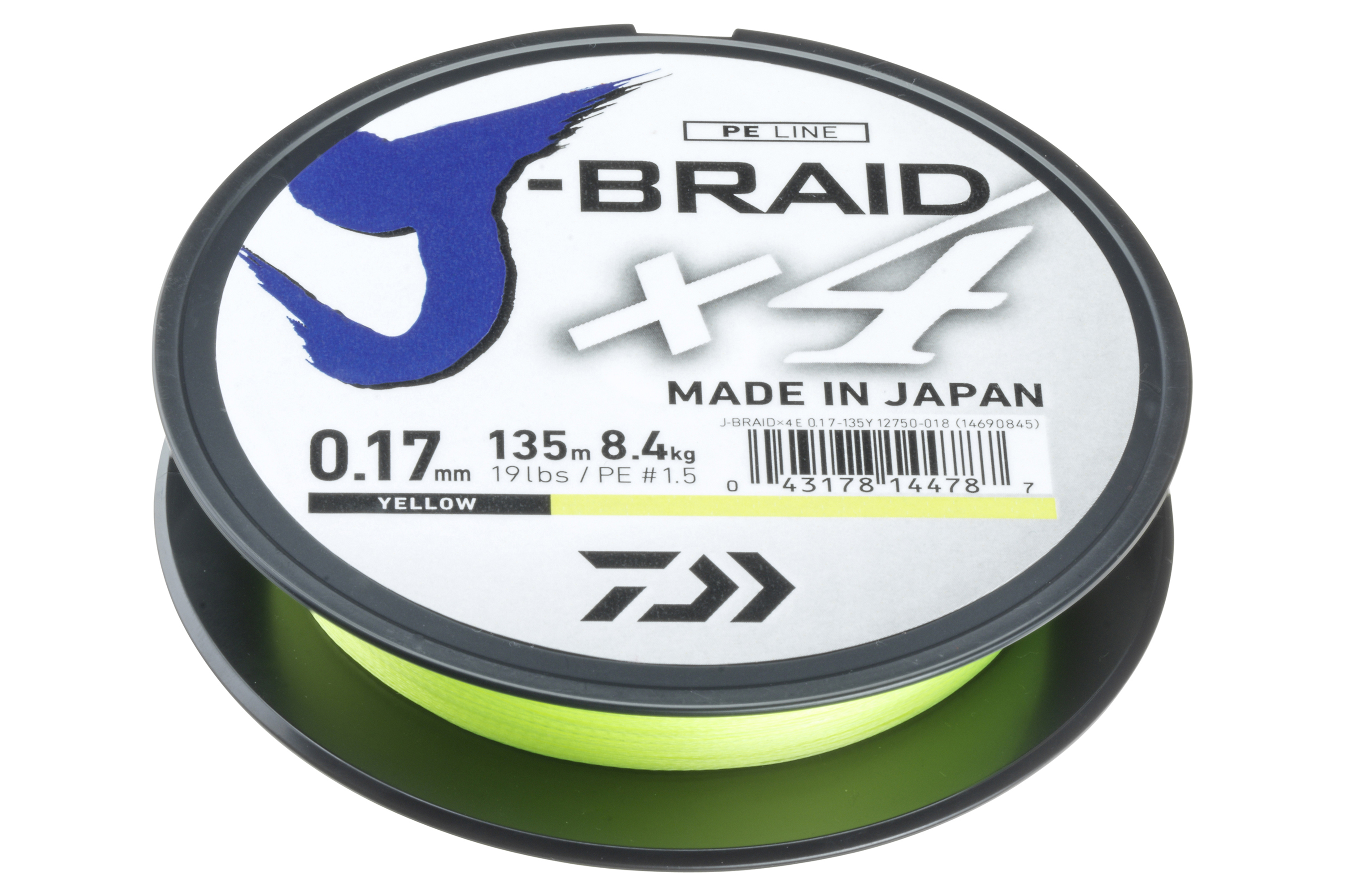 Daiwa J-Braid X4E Yellow 135m 0.17mm/8.4kg Daiwa J-Braid X4E Yellow 135m 0.17mm/8.4kg