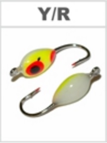 Mormishka «EPOX Drop» Nr. 1208 P with an eyelet (8mm, 0g, hook 12, colour: Y/R)