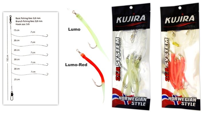 Pipra rakendus KUJIRA Sea bait system SP 008 5x5/0 luminous/glow