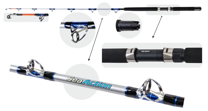 Fishing rod AKARA «SEA Action» (mono, 1,80 m, fiberglass, 680 g, test: 550-1000 g)