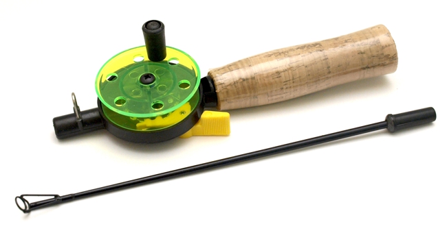 Winter rod AKARA 1808105-25 with corky handle (19\16 cm, reel diam. 50 mm, GREEN AW003