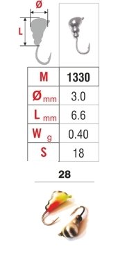 Mormishka «ANT» Nr. 13 with an eye (3 mm, 0.4 g, colour: 28