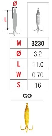 Mormishka «DICKENS (triangular)» Nr. 32 with ring (3.2 mm, 0.7 g, colour: GO
