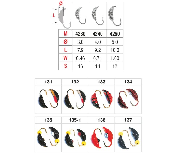 Mormishka «GRUB» Nr. 42 with an eye (4 mm, 0.71 g, colour: 135-1)