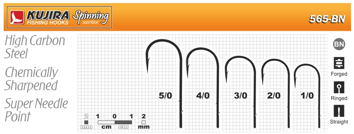 Hooks KUJIRA 565 (Nr. 5/0, BN, jig, pack. 5 items)	