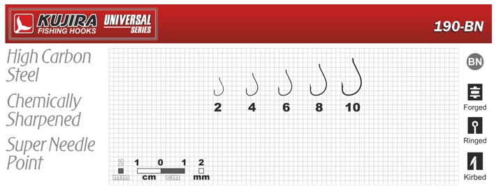 Hooks KUJIRA 190 (Nr. 2, BN, multipurpose, pack. 10 items)